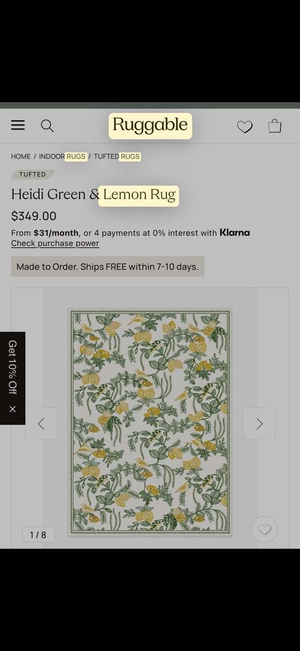 Ruggable Washable Lemon Tufted 3’x5’ Rug - Picture 3 of 3